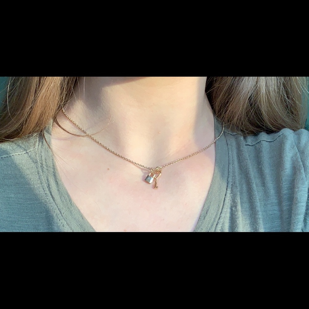 Gold Lock and key necklace